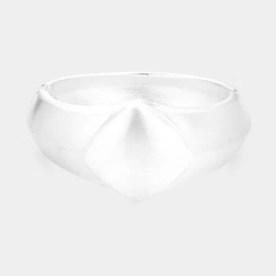 Fashnzfab Brushed Metal Hinged Bangle Bracelet Matte Silver, Silver In Multi