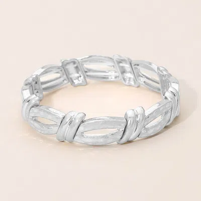 Fashnzfab Brushed Metal Open Link Stretch Bracelet In Silver