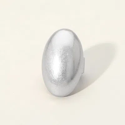 Fashnzfab Brushed Metal Oval Dome Stretch Ring In Silver