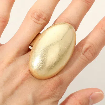 Fashnzfab Brushed Metal Oval Dome Stretch Ring In Silver