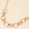 Fashnzfab Brushed Metal Ring Link Necklace - Worn Gold In Multi