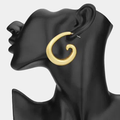 Fashnzfab Brushed Metal Swirl Hoop Earrings In Gold