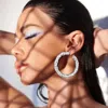 Fashnzfab Brushed Metal Twisted Hoop Pin Catch Earrings In Multi