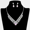 Fashnzfab Bubble Crystal Cluster Teardrop Centered Necklace In White