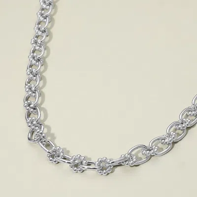 Fashnzfab Bubble Floral Link Chain Necklace In Metallic