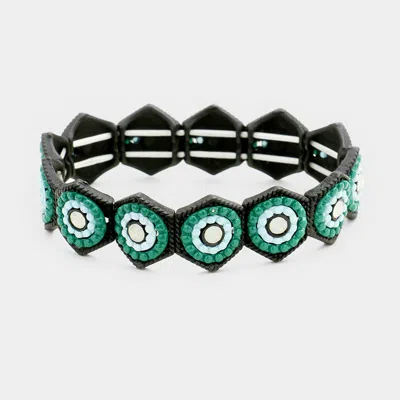 Fashnzfab Bubble Honeycomb Stretch Bracelet Green, Black In Multi