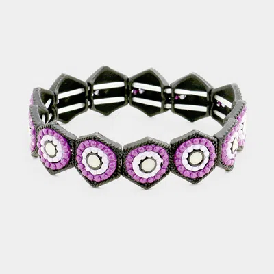 Fashnzfab Bubble Honeycomb Stretch Bracelet Purple, Black In Multi