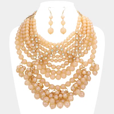 Fashnzfab Bubble Multi Layered Statement Necklace In Gold