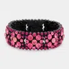Fashnzfab Bubble Rhinestone Stretch Bracelet Black, Fuchsia In Multi