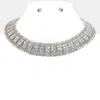 Fashnzfab Bubble Stone Armor Collar Necklace In Silver