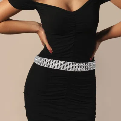 Fashnzfab Bubble Stone Chain Link Waist Belt In Metallic