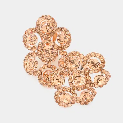 Fashnzfab Bubble Stone Cluster Clip On Evening Earrings - Peach In Pink