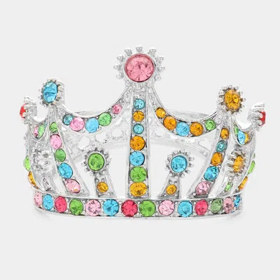 Fashnzfab Bubble Stone Cluster Crown Hinged Evening Bracelet - Multi