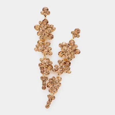 Fashnzfab Bubble Stone Cluster Dangle Evening Earrings - Lt Col Topaz In Gold