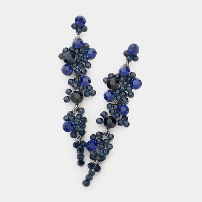 Fashnzfab Bubble Stone Cluster Dangle Evening Earrings - Montana Blue