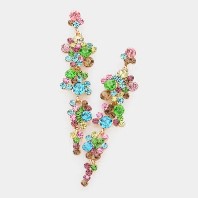 Fashnzfab Bubble Stone Cluster Dangle Evening Earrings In Blue