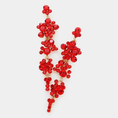 Fashnzfab Bubble Stone Cluster Dangle Evening Earrings In Red