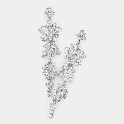 Fashnzfab Bubble Stone Cluster Dangle Evening Earrings In Silver