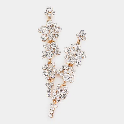 Fashnzfab Bubble Stone Cluster Dangle Evening Earrings In White