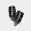 Fashnzfab Bubble Stone Cluster Evening Earrings - Jet Black, Rhodium In Black