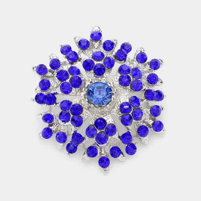 Fashnzfab Bubble Stone Cluster Snowflake Pin Brooch 2" L In Blue