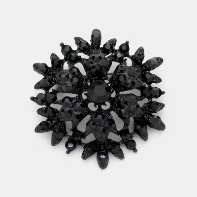 Fashnzfab Bubble Stone Cluster Snowflake Pin Brooch In Black