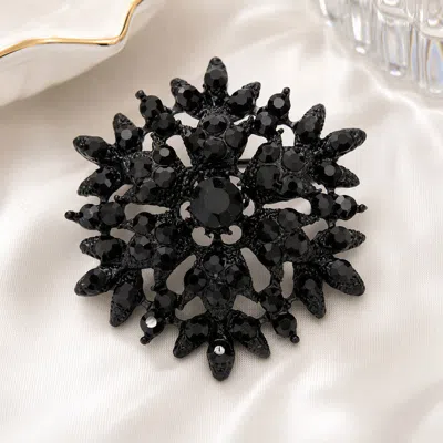 Fashnzfab Bubble Stone Cluster Snowflake Pin Brooch In Black
