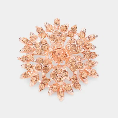Fashnzfab Bubble Stone Cluster Snowflake Pin Brooch In Brown