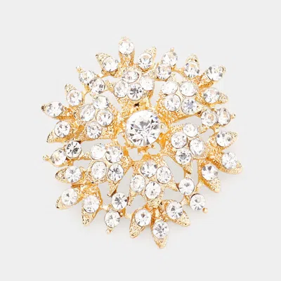 Fashnzfab Bubble Stone Cluster Snowflake Pin Brooch In Gold