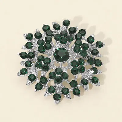 Fashnzfab Bubble Stone Cluster Snowflake Pin Brooch In Green