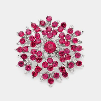 Fashnzfab Bubble Stone Cluster Snowflake Pin Brooch In Pink