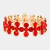Fashnzfab Bubble Stone Cluster Stretch Evening Bracelet Gold, Red In Multi