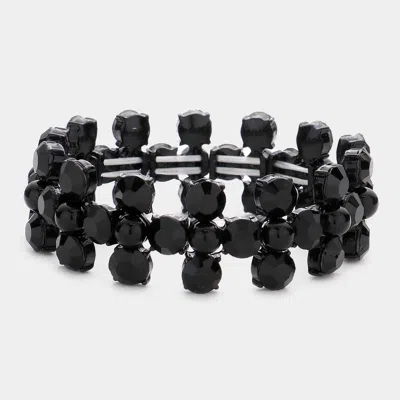 Fashnzfab Bubble Stone Cluster Stretch Evening Bracelet Jet Black