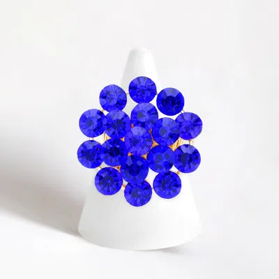 Fashnzfab Bubble Stone Cluster Stretch Ring 1.25" X 1.25" In Blue