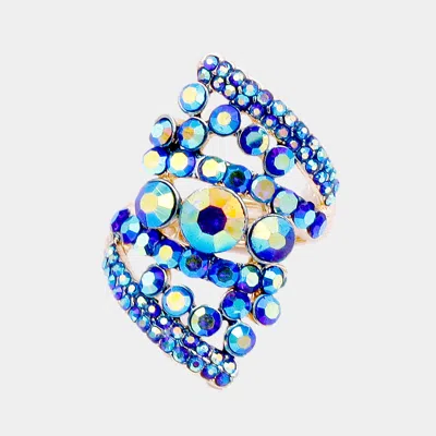 Fashnzfab Bubble Stone Cluster Stretch Ring In Blue