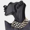 Fashnzfab Bubble Stone Crisscross Evening Choker Necklace In Gold