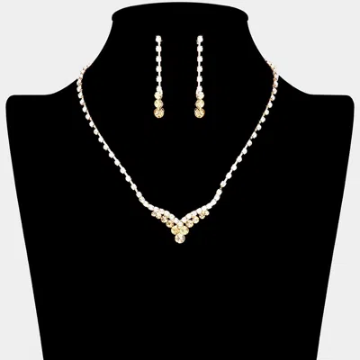 Fashnzfab Bubble Stone Detail Rhinestone Necklace In Brown