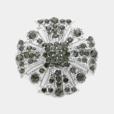 Fashnzfab Bubble Stone Embellished Crisscross Detailed Pin Brooch In Green