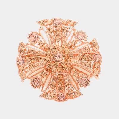 Fashnzfab Bubble Stone Embellished Crisscross Detailed Pin Brooch In Orange