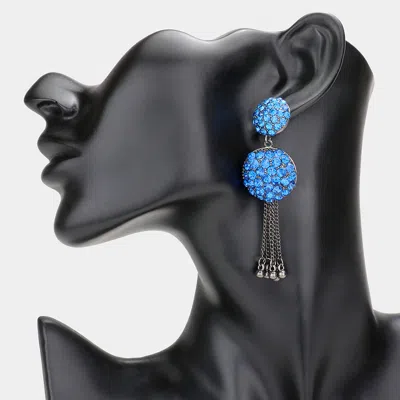 Fashnzfab Bubble Stone Embellished Evening Earrings In Blue