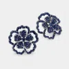 Fashnzfab Bubble Stone Embellished Flower Evening Earrings - Montana Blue In Blue