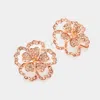 Fashnzfab Bubble Stone Embellished Flower Evening Earrings - Peach In Pink