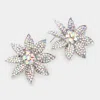 Fashnzfab Bubble Stone Embellished Flower Evening Earrings In Metallic