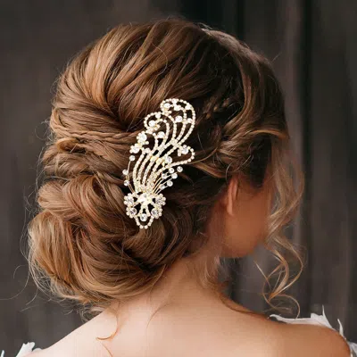Fashnzfab Bubble Stone Embellished Hair Comb In Gold