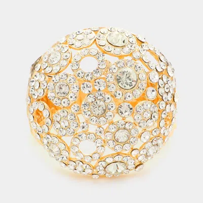 Fashnzfab Bubble Stone Embellished Hinged Evening Bracelet Gold