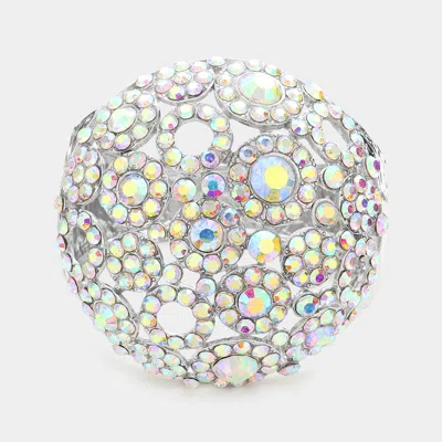 Fashnzfab Bubble Stone Embellished Hinged Evening Bracelet In Metallic