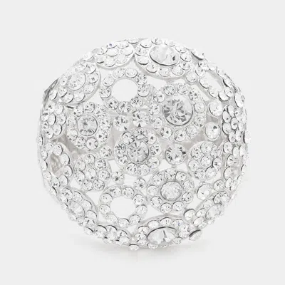 Fashnzfab Bubble Stone Embellished Hinged Evening Bracelet Rhodium In Multi