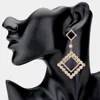 Fashnzfab Bubble Stone Embellished Open Square Dangle Evening Earrings In Gold