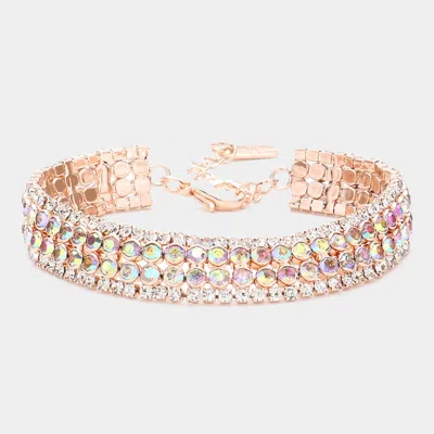 Fashnzfab Bubble Stone Evening Bracelet 0.45" H, 7" + 1.75" L In Silver