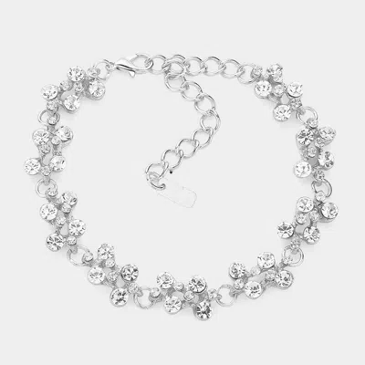 Fashnzfab Bubble Stone Evening Bracelet 0.6" H, 7.5" + 2.5" L In Grey